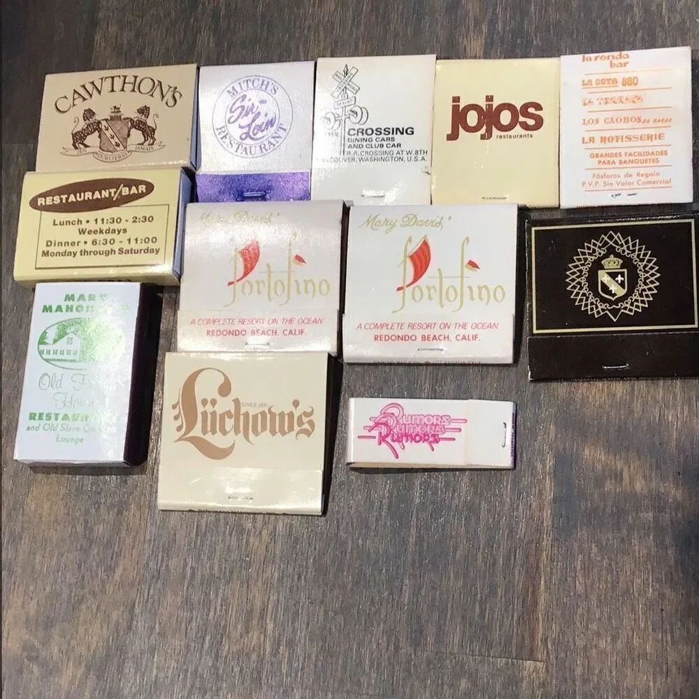 Set of 12 vintage, unused match books